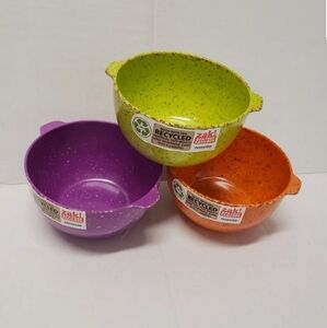 Lot 3 ZAK Confetti Prep Condiment Bowl w/ Tab Handle Orange Purple Lime Green